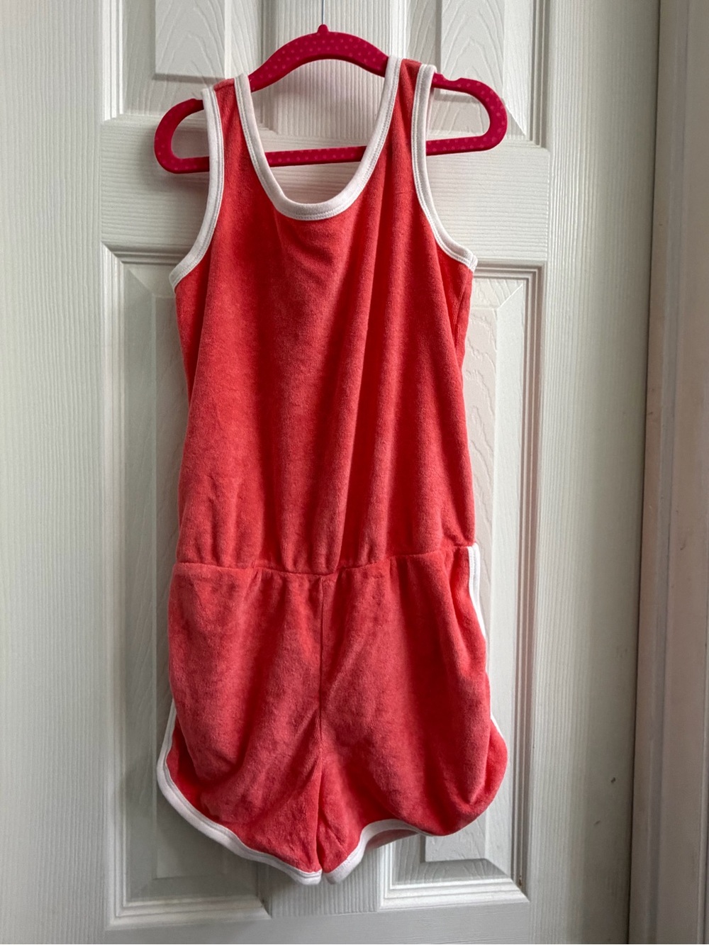 GAP Coral Terry Romper/Swim Cover Up with White Trim
